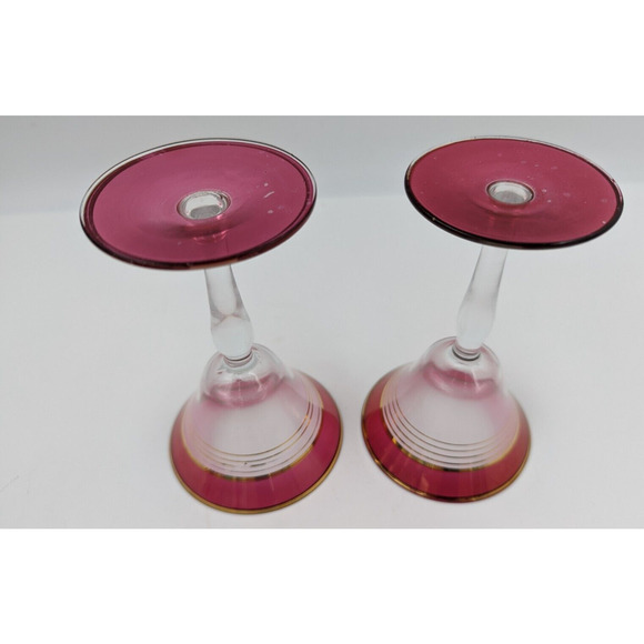 West Virginia Glass Ruby Red Gold Martini Cocktail Pitcher and 8 Cordial Glasses - Picture 10 of 16
